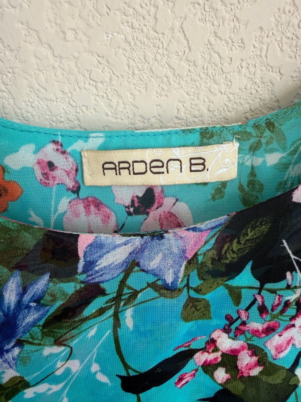 Arden B Floral Chiffon Layered Cami Crop Top Teal Pink Size Small Y2K Retro Blue - Picture 2 of 13